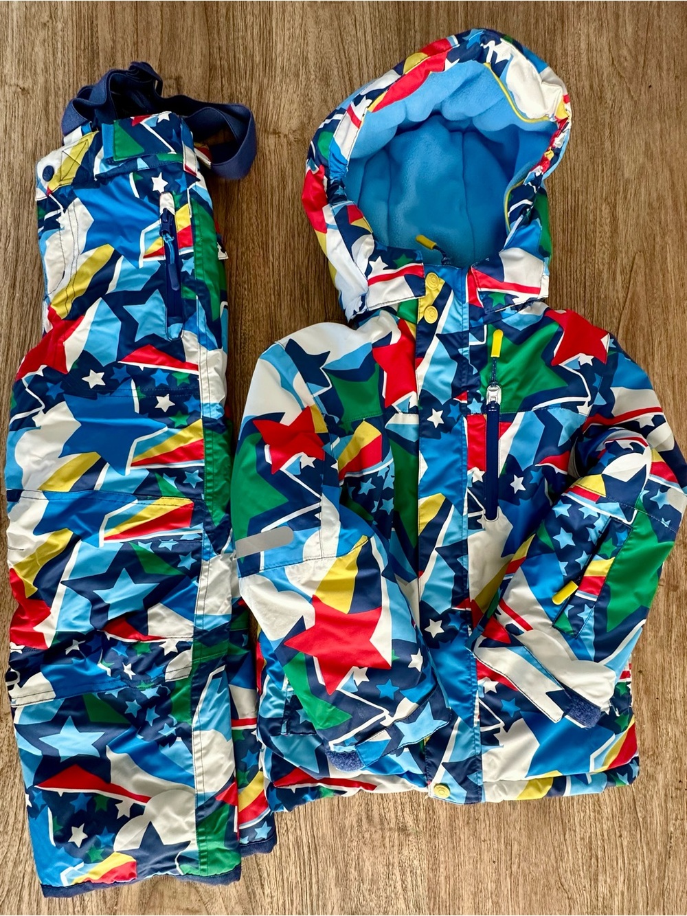 Kids Star-Print Winter Jacket and Snow Pants - Blue Multi